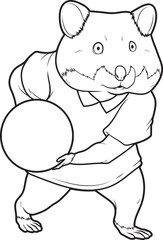 Hamster Bowling Bowling ball Animal Vector Graphic Art Illustration