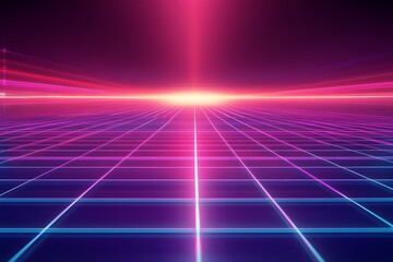 Fototapeta premium Futuristic Abstract Digital Space with Glowing Neon Lights and Grid Patterns