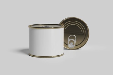 Food tin can packaging mockup, medium size.