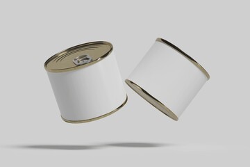 Food tin can packaging mockup, medium size.