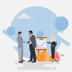 Successful Business Deal. Illustration of a paper signed as a contract or cooperation agreement. EPS 2