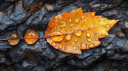 Autumn Leaf Water Droplets Nature Photography