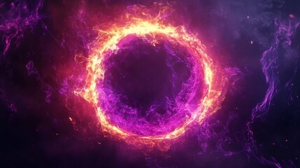 Fiery neon purple circle glowing on dark background