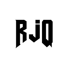 RJQ letter logo design for technology company. RJQ logo design black and white color combination. RJQ logo, RJQ vector, RJQ design, RJQ icon, RJQ alphabet. RJQ typography logo design.