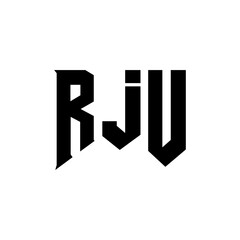 RJU letter logo design for technology company. RJU logo design black and white color combination. RJU logo, RJU vector, RJU design, RJU icon, RJU alphabet. RJU typography logo design.