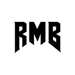 Obraz premium RMB letter logo design for technology company. RMB logo design black and white color combination. RMB logo, RMB vector, RMB design, RMB icon, RMB alphabet. RMB typography logo design.