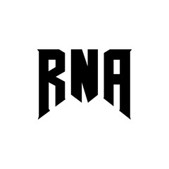 RNA letter logo design for technology company. RNA logo design black and white color combination. RNA logo, RNA vector, RNA design, RNA icon, RNA alphabet. RNA typography logo design.
