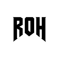 ROH letter logo design for technology company. ROH logo design black and white color combination. ROH logo, ROH vector, ROH design, ROH icon, ROH alphabet. ROH typography logo design.