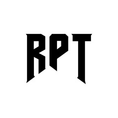 RPT letter logo design for technology company. RPT logo design black and white color combination. RPT logo, RPT vector, RPT design, RPT icon, RPT alphabet. RPT typography logo design.