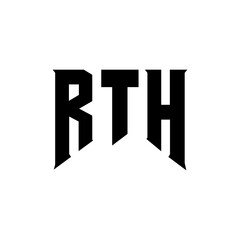 RTH letter logo design for technology company. RTH logo design black and white color combination. RTH logo, RTH vector, RTH design, RTH icon, RTH alphabet. RTH typography logo design.