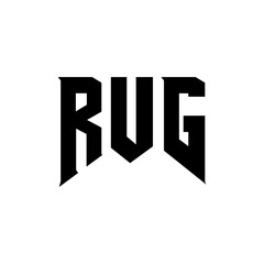RUG letter logo design for technology company. RUG logo design black and white color combination. RUG logo, RUG vector, RUG design, RUG icon, RUG alphabet. RUG typography logo design.
