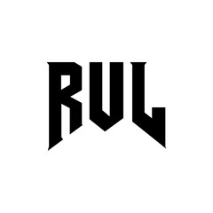 RUL letter logo design for technology company. RUL logo design black and white color combination. RUL logo, RUL vector, RUL design, RUL icon, RUL alphabet. RUL typography logo design.