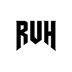 RUH letter logo design for technology company. RUH logo design black and white color combination. RUH logo, RUH vector, RUH design, RUH icon, RUH alphabet. RUH typography logo design.