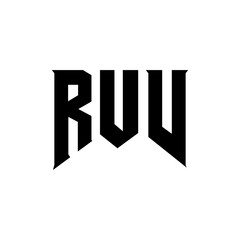 RUV letter logo design for technology company. RUV logo design black and white color combination. RUV logo, RUV vector, RUV design, RUV icon, RUV alphabet. RUV typography logo design.