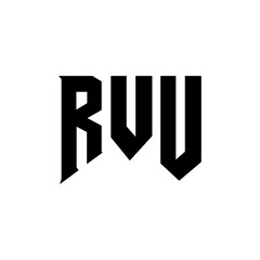 RVU letter logo design for technology company. RVU logo design black and white color combination. RVU logo, RVU vector, RVU design, RVU icon, RVU alphabet. RVU typography logo design.