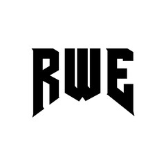 RWE letter logo design for technology company. RWE logo design black and white color combination. RWE logo, RWE vector, RWE design, RWE icon, RWE alphabet. RWE typography logo design.