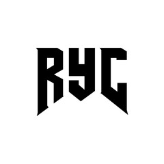 RYC letter logo design for technology company. RYC logo design black and white color combination. RYC logo, RYC vector, RYC design, RYC icon, RYC alphabet. RYC typography logo design.