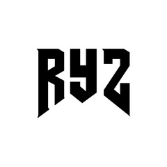 Obraz premium RYZ letter logo design for technology company. RYZ logo design black and white color combination. RYZ logo, RYZ vector, RYZ design, RYZ icon, RYZ alphabet. RYZ typography logo design.