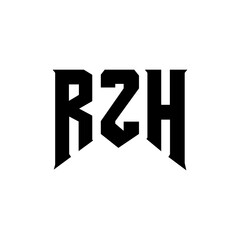 RZH letter logo design for technology company. RZH logo design black and white color combination. RZH logo, RZH vector, RZH design, RZH icon, RZH alphabet. RZH typography logo design.
