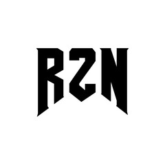 RZN letter logo design for technology company. RZN logo design black and white color combination. RZN logo, RZN vector, RZN design, RZN icon, RZN alphabet. RZN typography logo design.