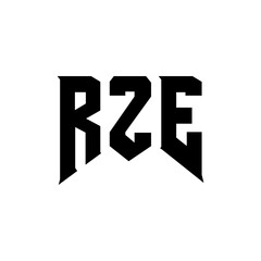 RZE letter logo design for technology company. RZE logo design black and white color combination. RZE logo, RZE vector, RZE design, RZE icon, RZE alphabet. RZE typography logo design.