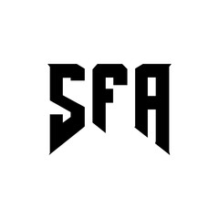 SFA letter logo design for technology company. SFA logo design black and white color combination. SFA logo, SFA vector, SFA design, SFA icon, SFA alphabet. SFA typography logo design.