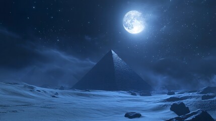 Fototapeta premium Frozen Pyramid Under Moonlight