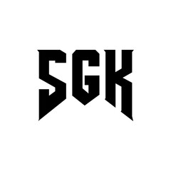 SGK letter logo design for technology company. SGK logo design black and white color combination. SGK logo, SGK vector, SGK design, SGK icon, SGK alphabet. SGK typography logo design.