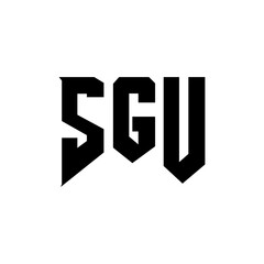 SGU letter logo design for technology company. SGU logo design black and white color combination. SGU logo, SGU vector, SGU design, SGU icon, SGU alphabet. SGU typography logo design.