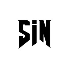 SIN letter logo design for technology company. SIN logo design black and white color combination. SIN logo, SIN vector, SIN design, SIN icon, SIN alphabet. SIN typography logo design.