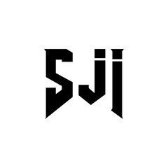 SJI letter logo design for technology company. SJI logo design black and white color combination. SJI logo, SJI vector, SJI design, SJI icon, SJI alphabet. SJI typography logo design.