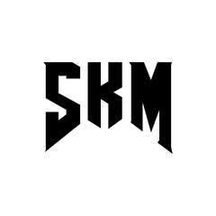 Obraz premium SKM letter logo design for technology company. SKM logo design black and white color combination. SKM logo, SKM vector, SKM design, SKM icon, SKM alphabet. SKM typography logo design.