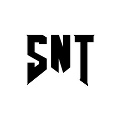 Obraz premium SNT letter logo design for technology company. SNT logo design black and white color combination. SNT logo, SNT vector, SNT design, SNT icon, SNT alphabet. SNT typography logo design.