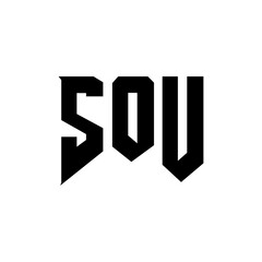 SOU letter logo design for technology company. SOU logo design black and white color combination. SOU logo, SOU vector, SOU design, SOU icon, SOU alphabet. SOU typography logo design.