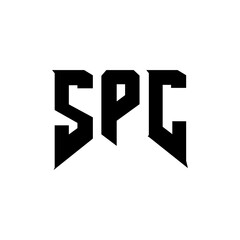 Obraz premium SPC letter logo design for technology company. SPC logo design black and white color combination. SPC logo, SPC vector, SPC design, SPC icon, SPC alphabet. SPC typography logo design.