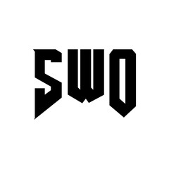 SWO letter logo design for technology company. SWO logo design black and white color combination. SWO logo, SWO vector, SWO design, SWO icon, SWO alphabet. SWO typography logo design.