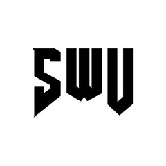 SWU letter logo design for technology company. SWU logo design black and white color combination. SWU logo, SWU vector, SWU design, SWU icon, SWU alphabet. SWU typography logo design.