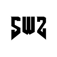 SWZ letter logo design for technology company. SWZ logo design black and white color combination. SWZ logo, SWZ vector, SWZ design, SWZ icon, SWZ alphabet. SWZ typography logo design.