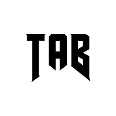 Obraz premium TAB letter logo design for technology company. TAB logo design black and white color combination. TAB logo, TAB vector, TAB design, TAB icon, TAB alphabet. TAB typography logo design.