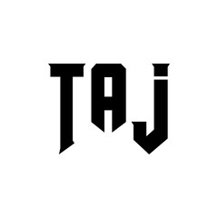 TAJ letter logo design for technology company. TAJ logo design black and white color combination. TAJ logo, TAJ vector, TAJ design, TAJ icon, TAJ alphabet. TAJ typography logo design.