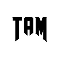 TAM letter logo design for technology company. TAM logo design black and white color combination. TAM logo, TAM vector, TAM design, TAM icon, TAM alphabet. TAM typography logo design.