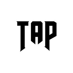 TAP letter logo design for technology company. TAP logo design black and white color combination. TAP logo, TAP vector, TAP design, TAP icon, TAP alphabet. TAP typography logo design.