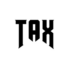 TAX letter logo design for technology company. TAX logo design black and white color combination. TAX logo, TAX vector, TAX design, TAX icon, TAX alphabet. TAX typography logo design.