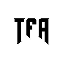 TFA letter logo design for technology company. TFA logo design black and white color combination. TFA logo, TFA vector, TFA design, TFA icon, TFA alphabet. TFA typography logo design.
