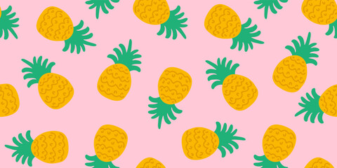 pineapples seamles pattern print design on pink background