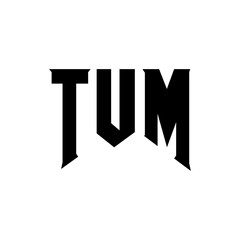 TUM letter logo design for technology company. TUM logo design black and white color combination. TUM logo, TUM vector, TUM design, TUM icon, TUM alphabet. TUM typography logo design.