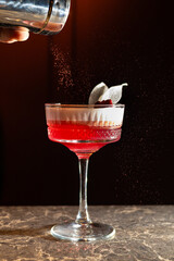Artistic Red and White Cocktail – A Perfect Blend of Elegance, Foam, and Sparkling Garnish