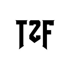 Obraz premium TZF letter logo design for technology company. TZF logo design black and white color combination. TZF logo, TZF vector, TZF design, TZF icon, TZF alphabet. TZF typography logo design.