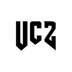 UCZ letter logo design for technology company. UCZ logo design black and white color combination. UCZ logo, UCZ vector, UCZ design, UCZ icon, UCZ alphabet. UCZ typography logo design.