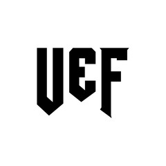 UEF letter logo design for technology company. UEF logo design black and white color combination. UEF logo, UEF vector, UEF design, UEF icon, UEF alphabet. UEF typography logo design.